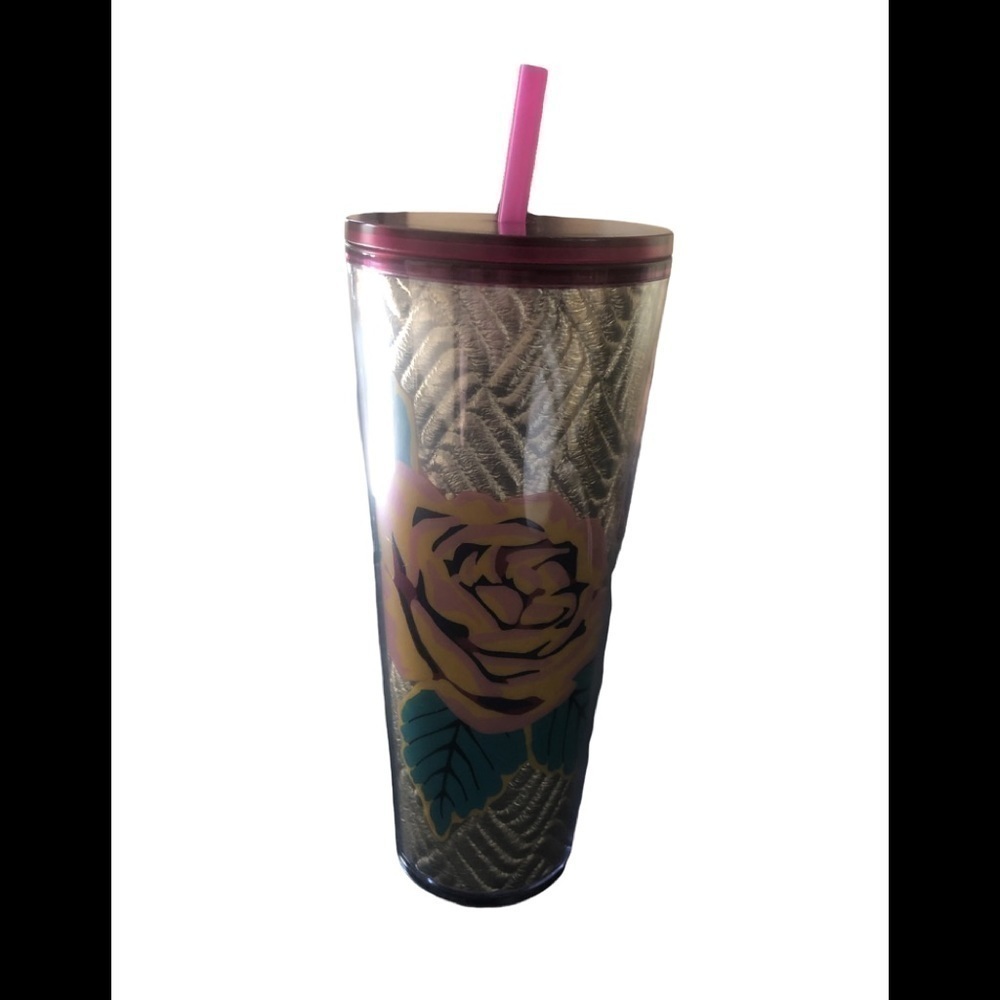 Starbucks Rose Hold Quilted Tumbler W/Straw 24Oz Pre-Loved